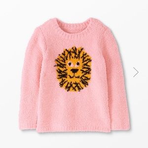 Hanna Andersson Marshmallow Sweater Super Soft Pink with Lion Girls Size 8